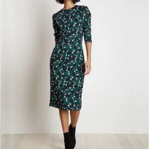 THE KIT. Midi Tee Dress Green Floral Primrose Sz M {3O7}